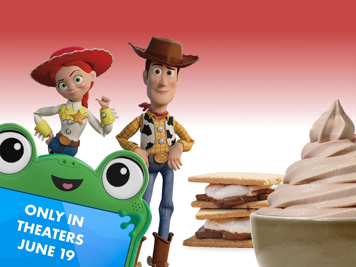 Yogurtland frozen yogurt alongside s'mores confection